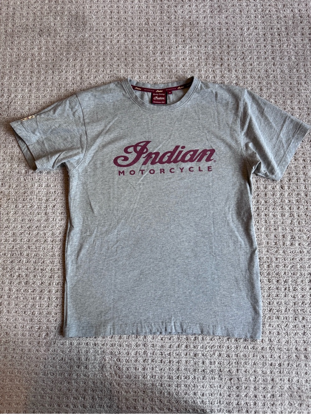 Men's Indian Motorcycle shirt - Gray with Maroon Print